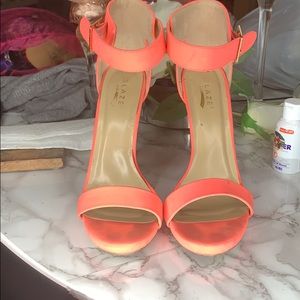 Highlighter pink peach heels